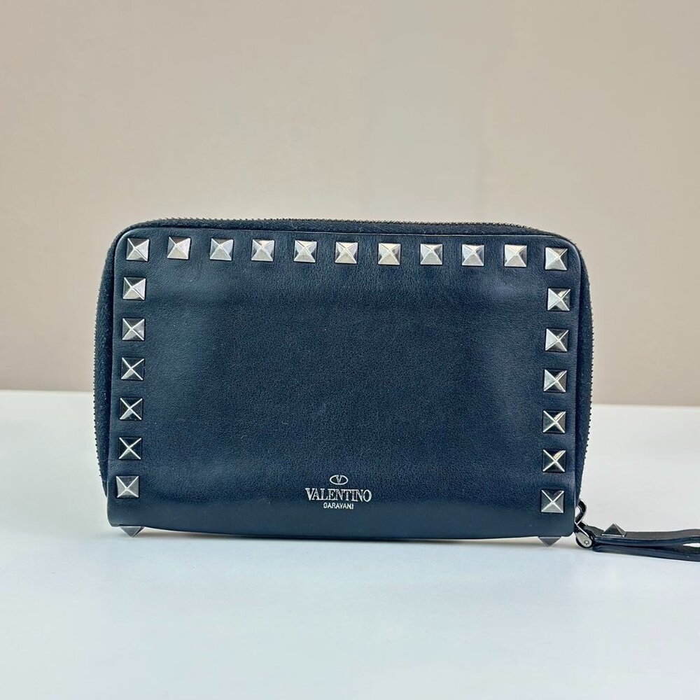 Valentino Black Leather RockStud Wallet
